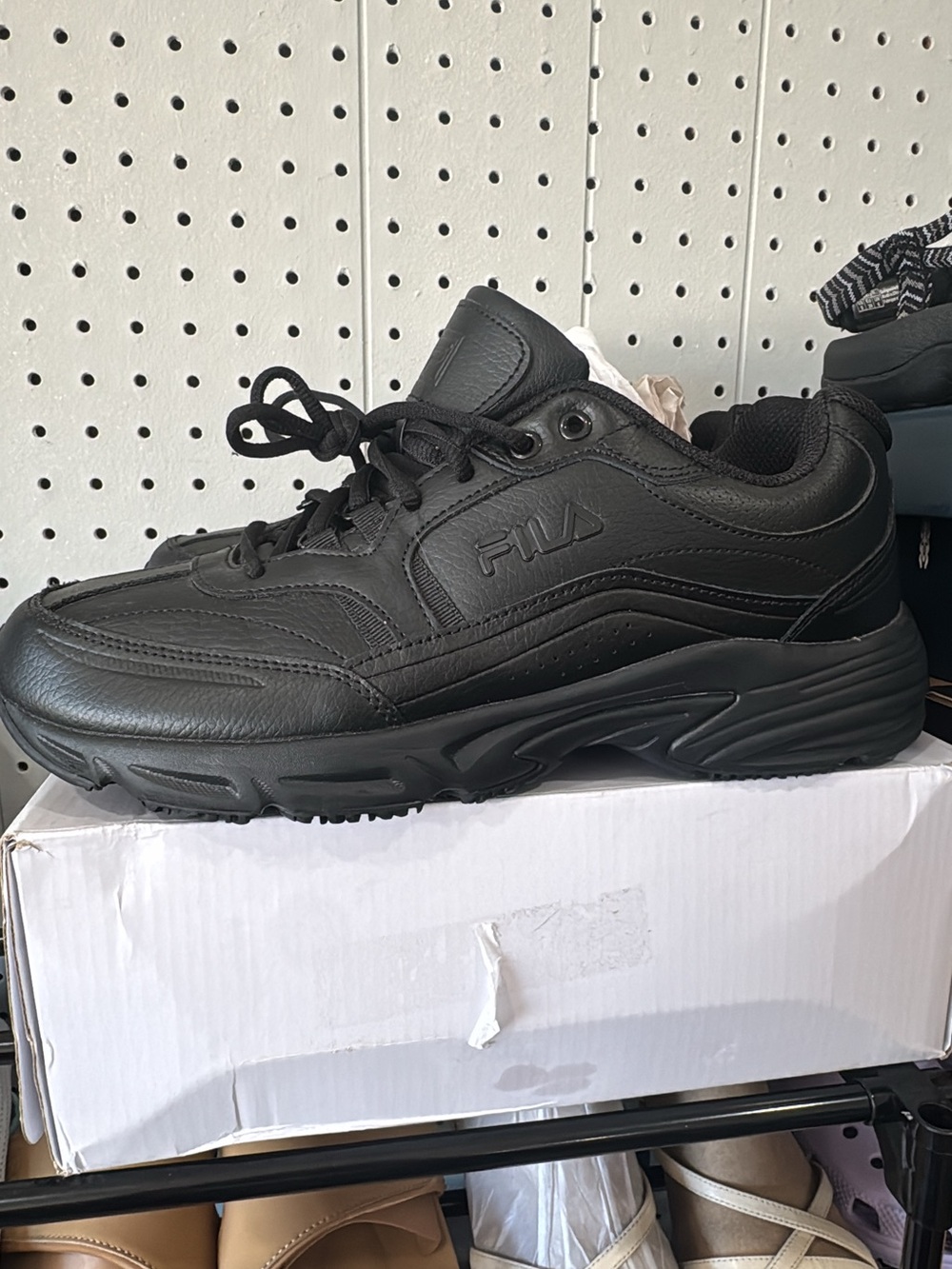 Fila Men's All-Black Leather Trainer Sneakers